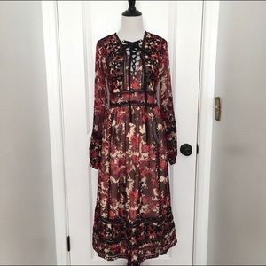Topshop Midnight Floral Embroidered Dress (NWT)